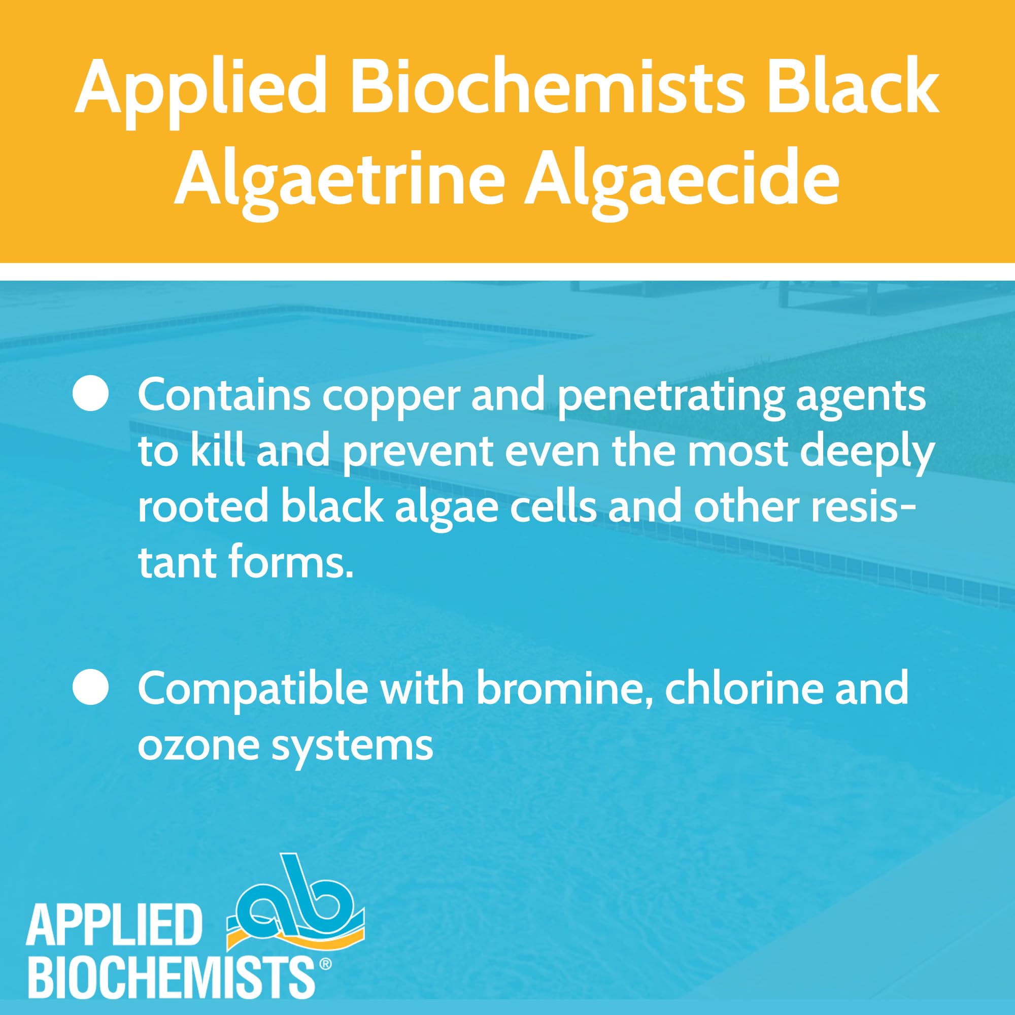 Applied Biochemists 406303A Black Algaetrine Swimming Pool Algaecide & Deposit Control, 32 fl oz, White - Image 6